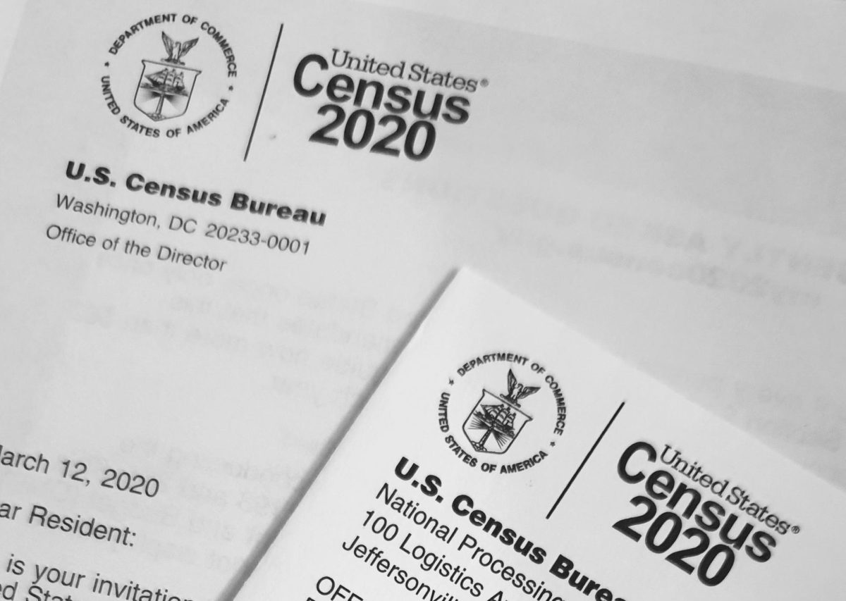 U.S. Census Bureau forms are displayed in 2020.