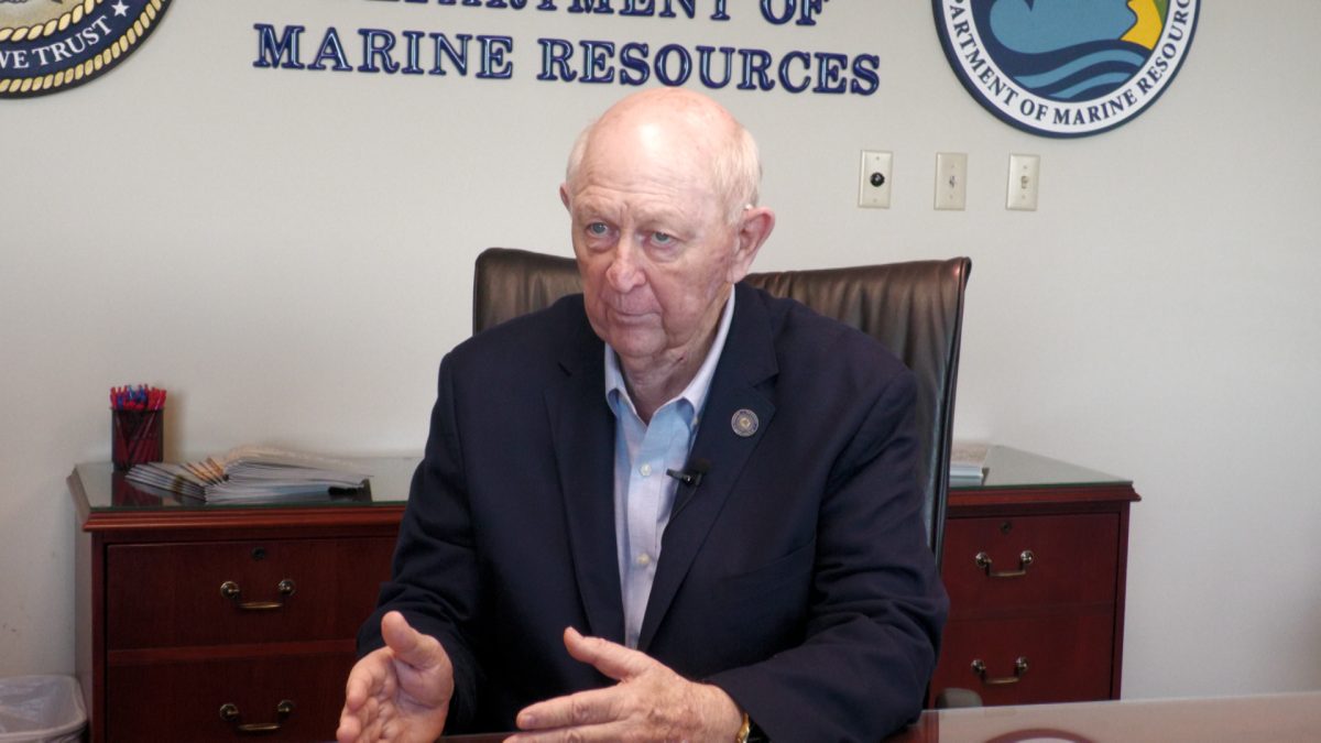 Joe Spraggins, executive director of the Mississippi Department of Marine Resources, provides input on the potential benefits of House Bill 602 and Senate Bill 2014 in the Bolton Building in Biloxi, Mississippi.