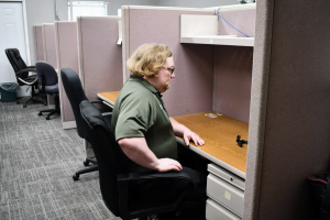 Martin Moore, coordinator with Pine Belt Mental Healthcare Resources, works from the crisis team’s call center in Hattiesburg. Pine Belt’s mobile response team is one of 14 across the state that deploys in real time to help individuals in mental health crises.
