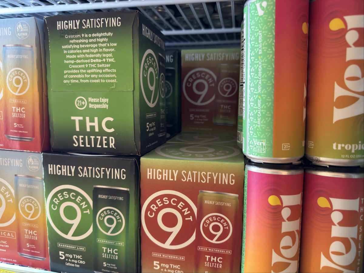 THC-infused seltzers are displayed in a convenience store in southeast Mississippi, Wednesday, June 12, 2025. The drinks contain the main psychoactive compound in cannabis and are legally sold throughout the state without age restrictions.