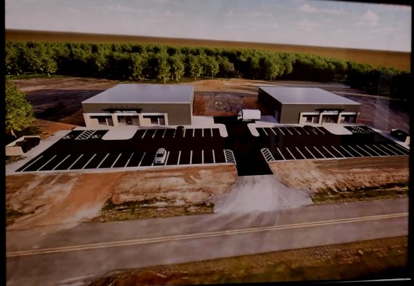 Computer rendering of two planned buildings at the Pearl River County Technology Park.