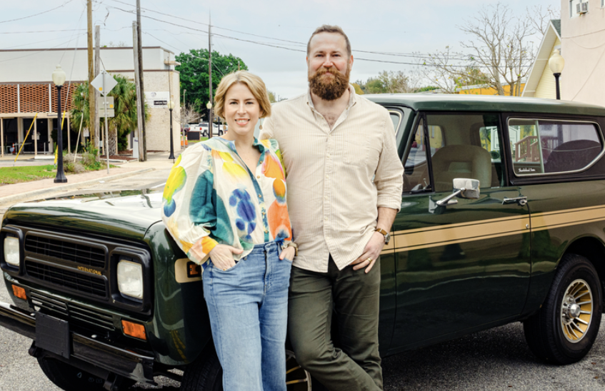 HGTV Stars and Laurel, MS. natives Ben and Erin Napier pose for a promotional photo in Sebring, Florida ahead of the release of the March 2025 season premiere of their show 'Home Town Takeover'. (Source: HGTV/Warner Bros. Discovery Media Release)