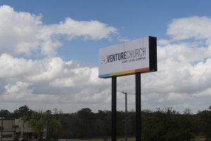 Sign for Venture Church’s Hunt Club Campus in Hattiesburg, where Cornerstone Counseling opened a new counseling center offering faith-based mental health services.