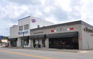 Buildings that house locally owned businesses in Leakesville.