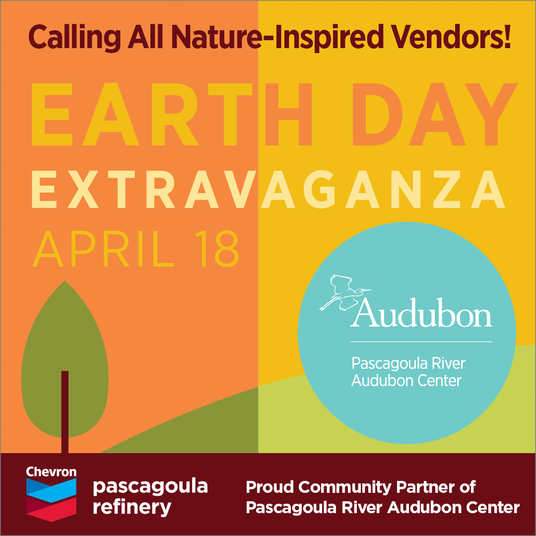 An orange, dark yellow and green graphic with a tree design on the left side of the poster provides information about the event.