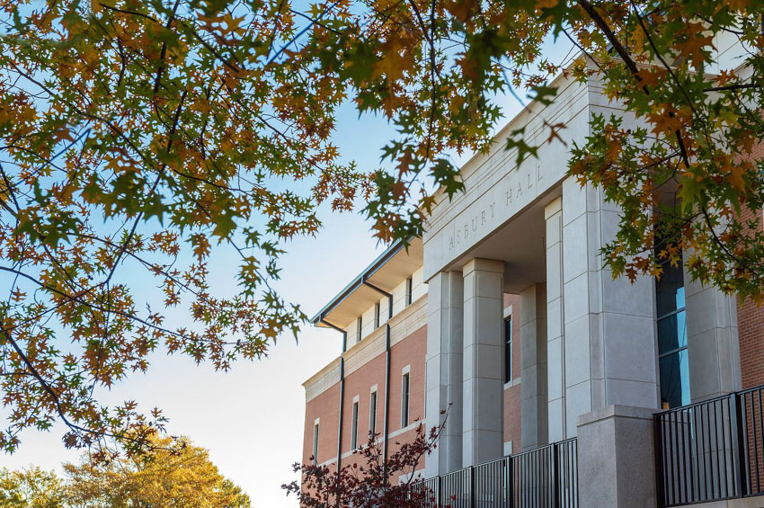 Front of Asbury Hall at Southern Miss, which houses the school's nursing programs. 