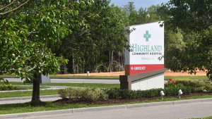 A sign marks the entrance to Highland Community Hospital in Picayune, Mississippi. Rural hospitals across Mississippi continue to face financial pressures, although estimates of how many are at risk of closing vary depending on the methodology used. (RHCJC News)